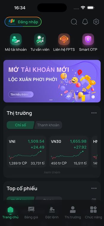 Ảnh chụp màn hình FPTS EzTrade 1