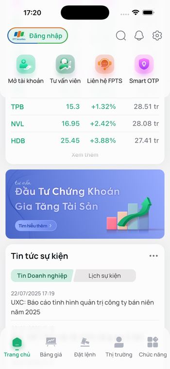Ảnh chụp màn hình FPTS EzTrade 4