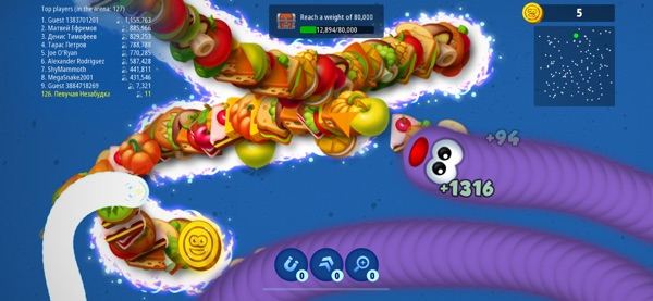 Ảnh chụp màn hình Worms Zone .io — Hungry Snake 1