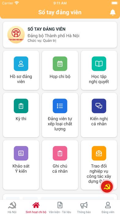 Ảnh chụp màn hình Sổ tay Đảng viên TP Hà Nội 2