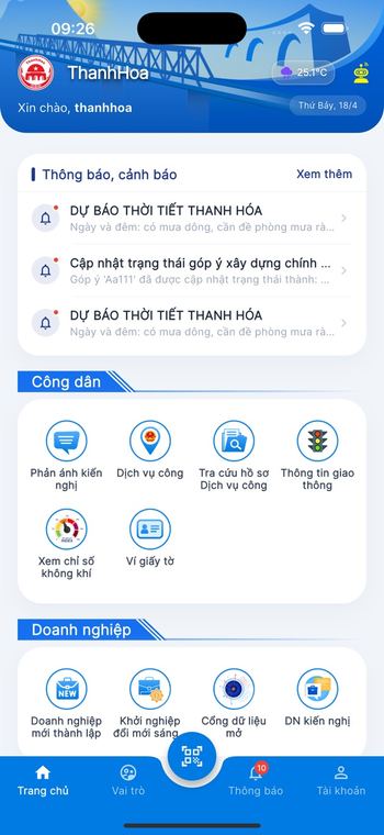 Ảnh chụp màn hình Ứng dụng số Thanh Hóa 1