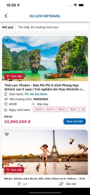 Ảnh chụp màn hình Vietravel 4