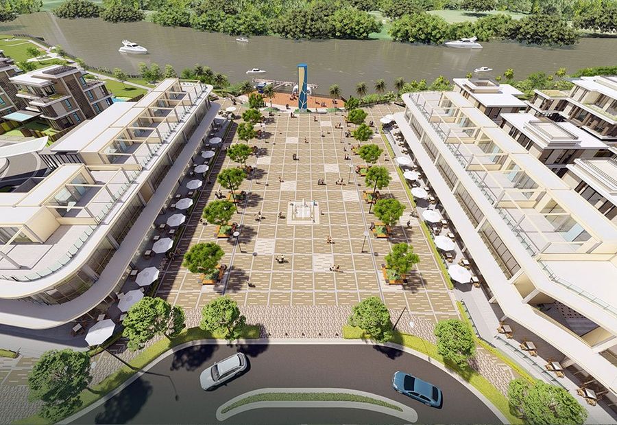 Quảng trường bến du thuyền tại Mizuki Park.