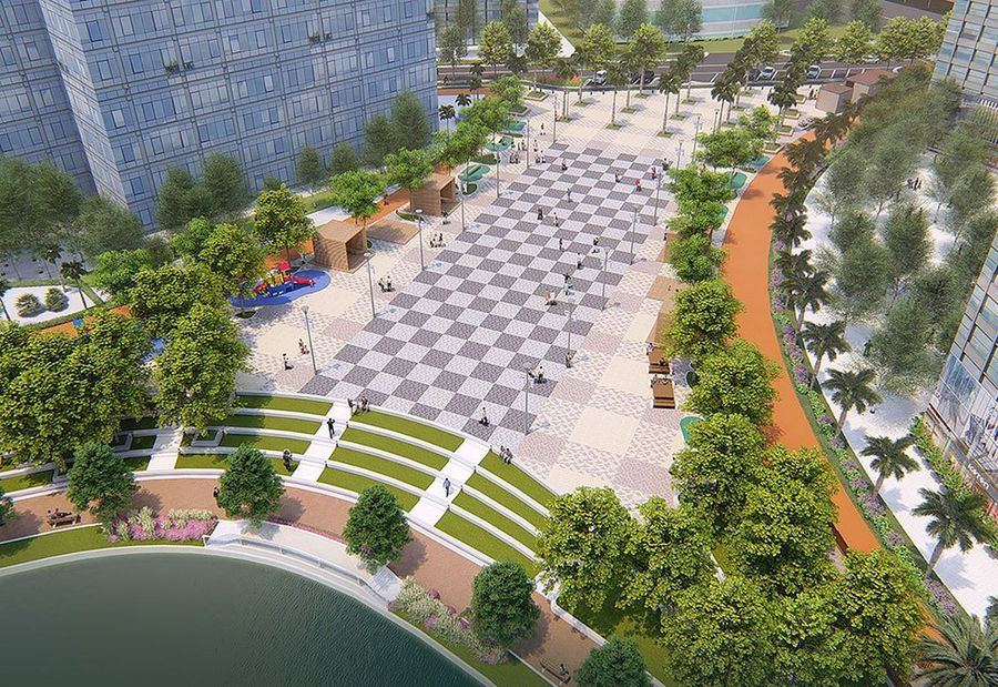Quảng trường sự kiện tại Mizuki Park.