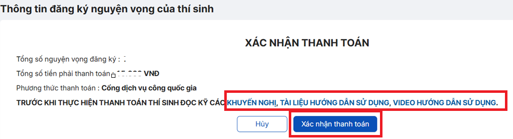 Minh hoạ bước 2: Xác nhận thanh toán